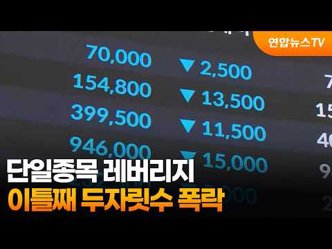 단일종목 레버리지 이틀째 두자릿수 폭락 / 연합뉴스TV (YonhapnewsTV)