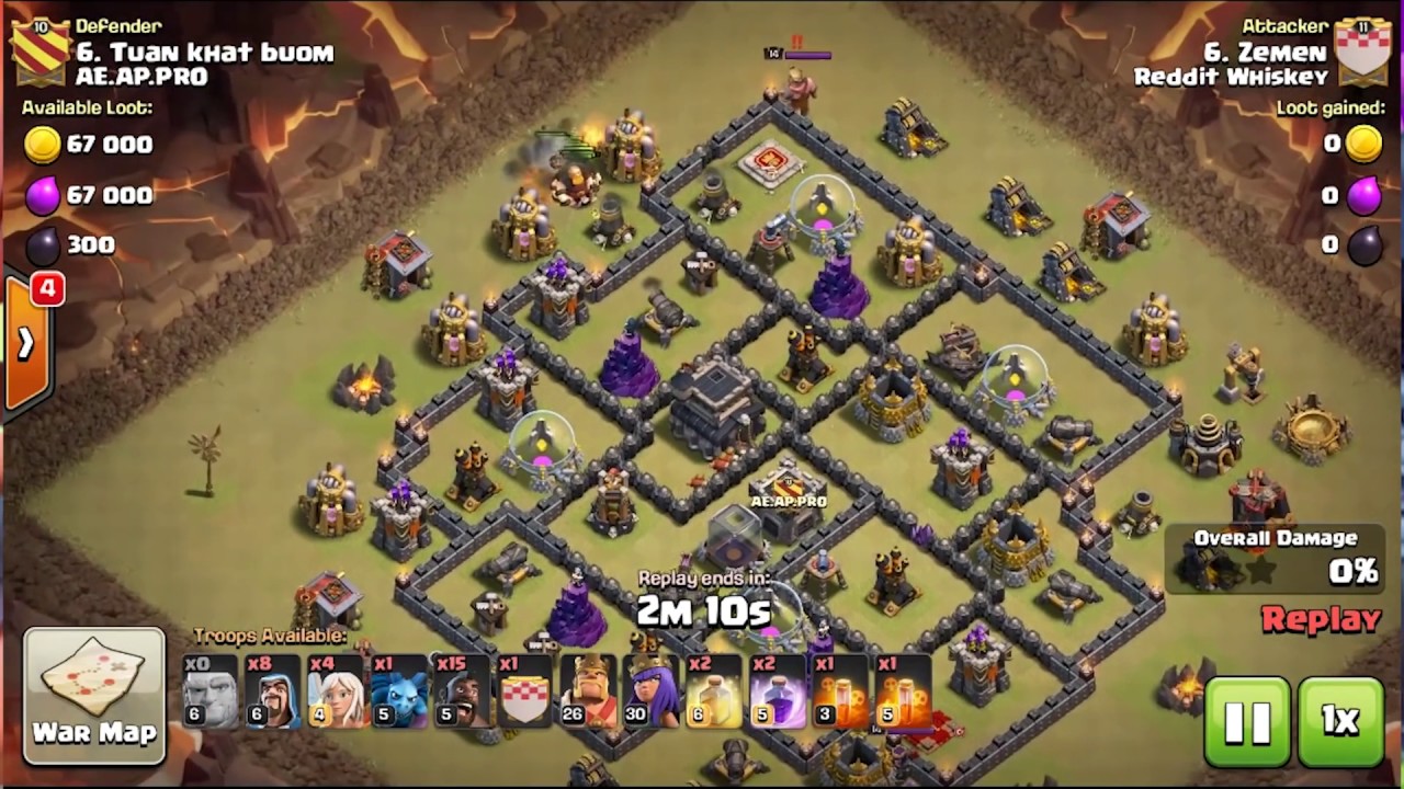 3 Stars War Attack Strategy! HGHB TH9 Attack Strategy 2017