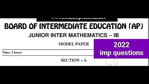 AP Board of intermediate education MATHEMATICS 1B jr.inter 2022 model question paper||