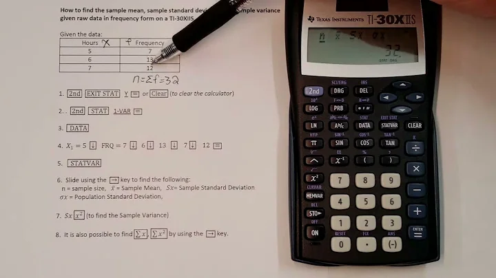 Find Sample Mean, SD & Variance  With Raw Data in Frequency Form on a TI-30XIIS