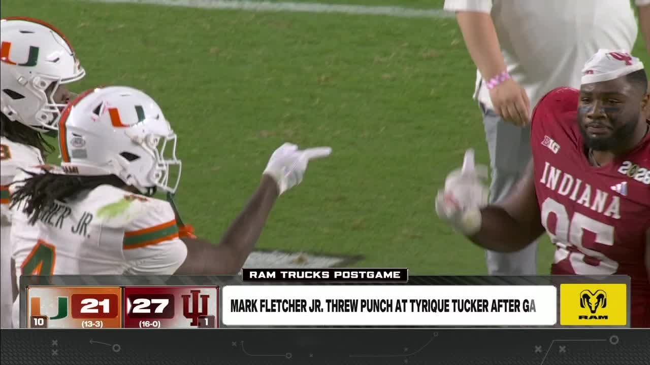 Miami's Mark Fletcher Jr. threw a punch at Indiana's Tyrique Tucker after National Championship game