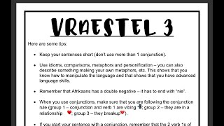 VRAESTEL 3 Afrikaans FAL wenke (tips for Afrikaans writing for first additional language learners)📝