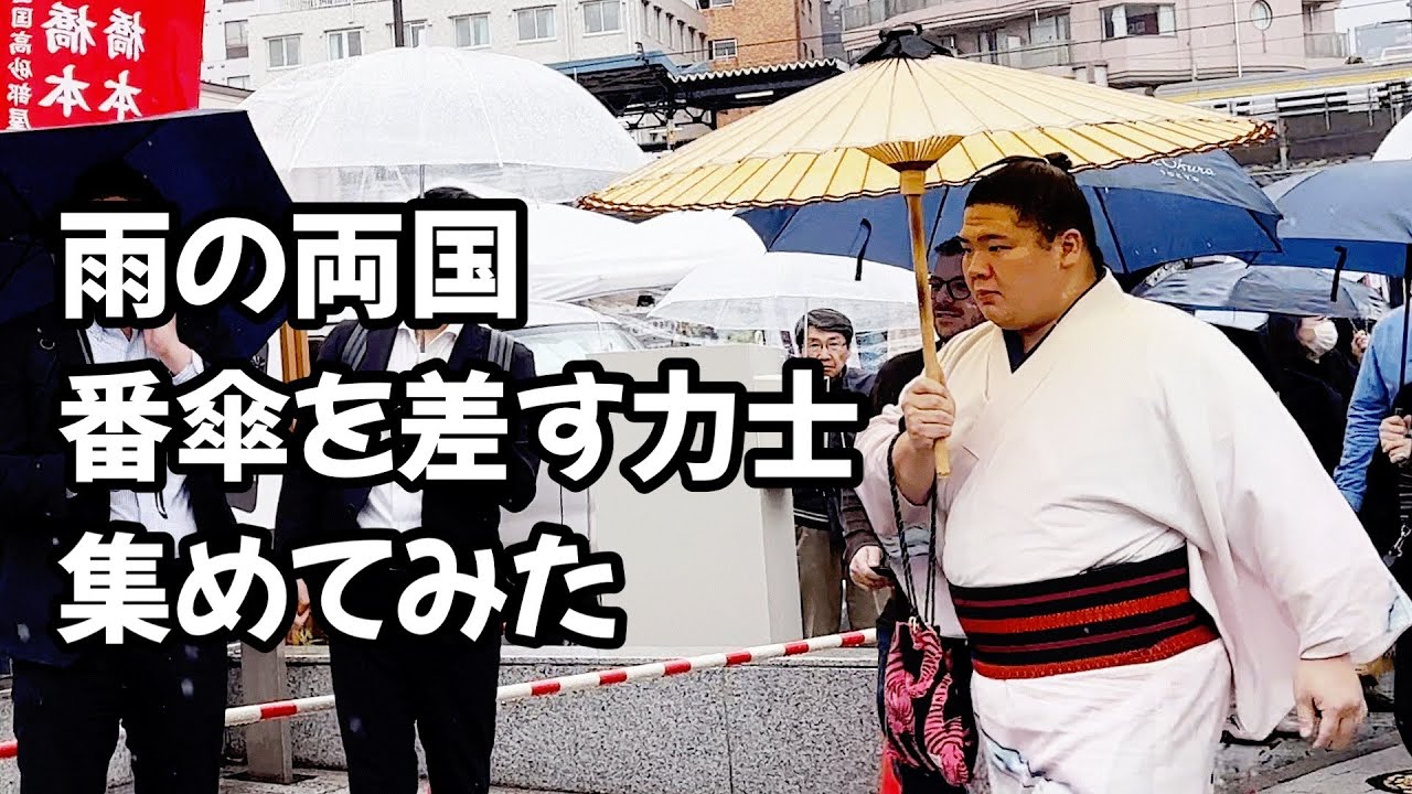 番傘を差す力士を集めてみた sumo wrestler's with a Japanese umbrella