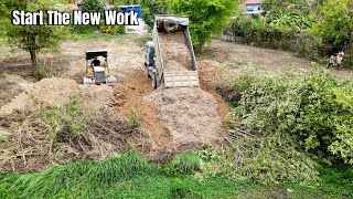 Starting The New Work Put Soils In Dry Pond Fill Land Up By Bulldozer Pushing & Dump Truck Unloading