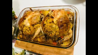 دجاج محشي  بالارز البسمتي فى الفرن  Chicken stuffed with basmati rice in the oven