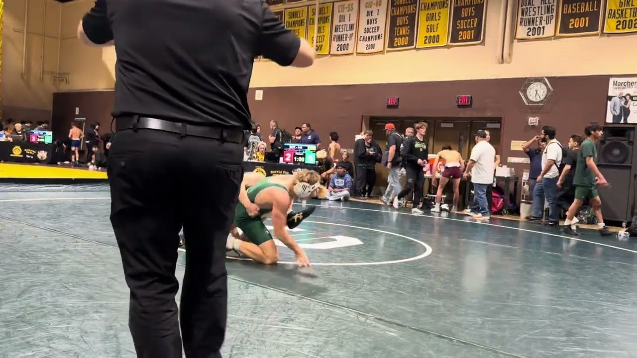 Quarterfinal   Arseni Kikiniou (Poway) won by fall over Cooper Sheesley (Del Oro) Fall 2:55