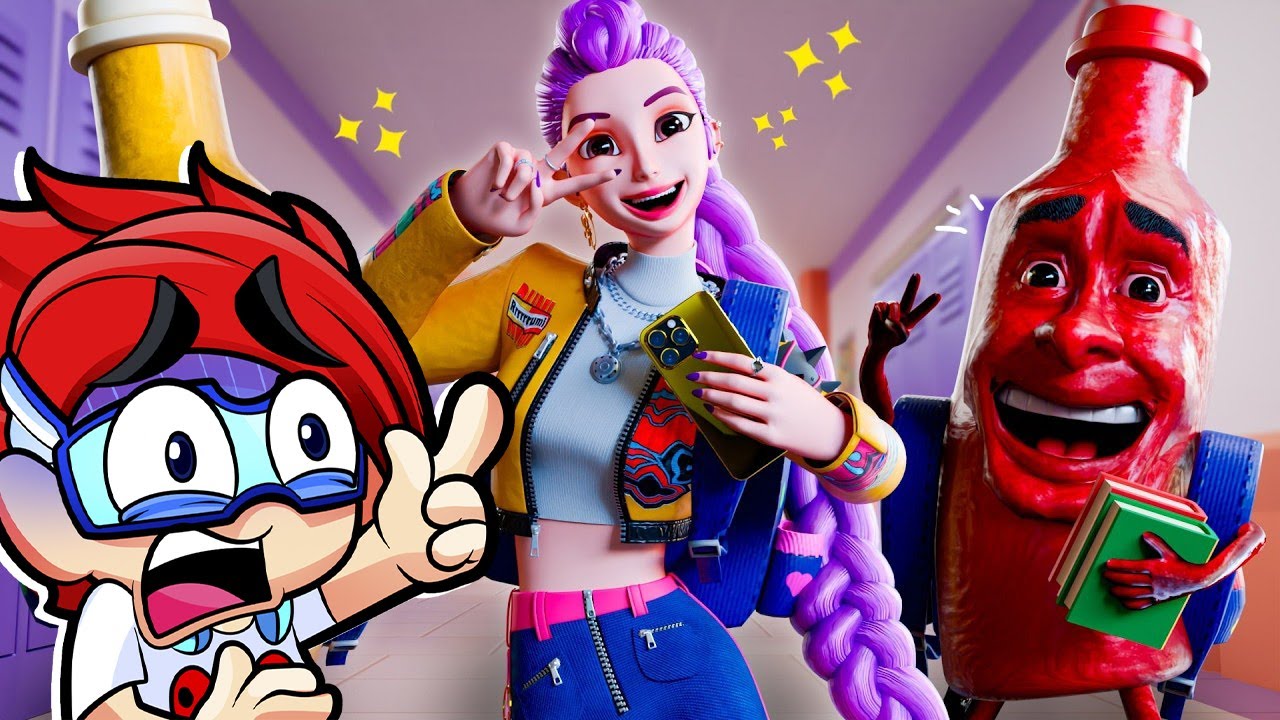 RUMI en la ESCUELA! KPop Demon Hunters Animación | Luky REACCIONA a Cartoon Games Español