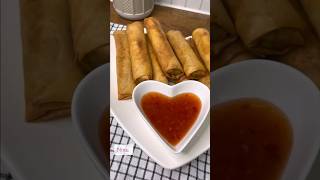 سبرينج رول الدجاج والخضر الشهي spring rolls asmr delicious food yummy foodblogger foodie a