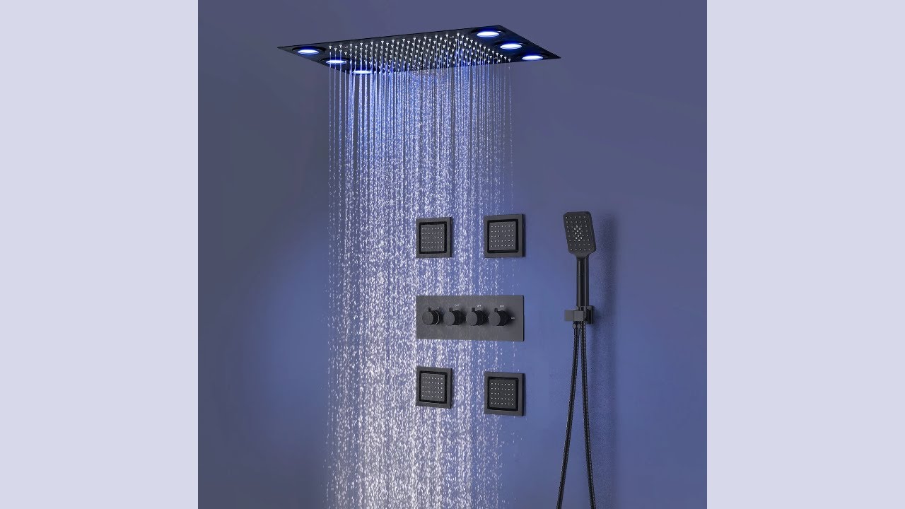 Review hm High Quality Black LED Shower System 2024