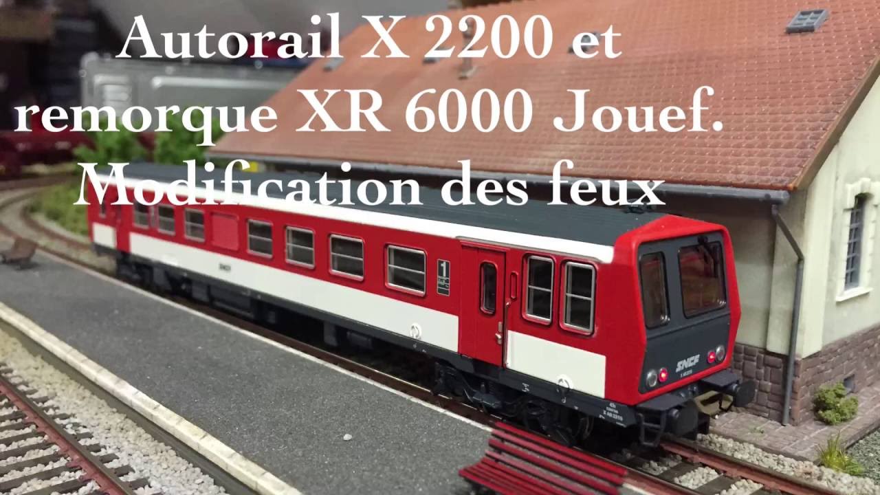 Autorail X 2200 avec platine Miniatures Passion et remorque XR 6000 Jouef.Modification des feux.