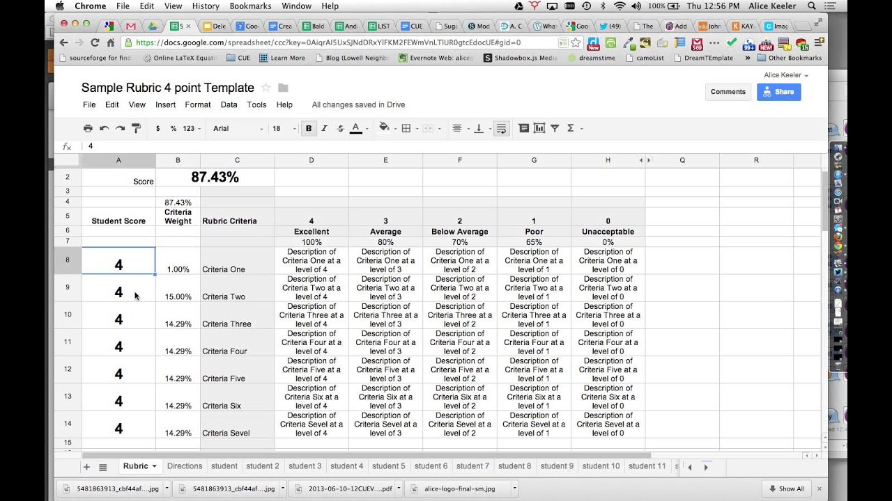 Using Rubric on a spreadsheet In Grading Rubric Template Word