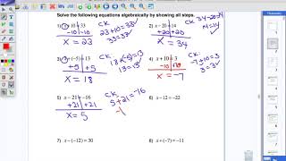 Video Notes Review One-Step Equations