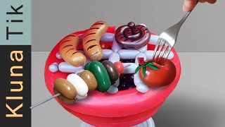 ASMR Balloon Tricks: Eating Sizzling Balloon Sausages &amp; Veggies from the BBQ!