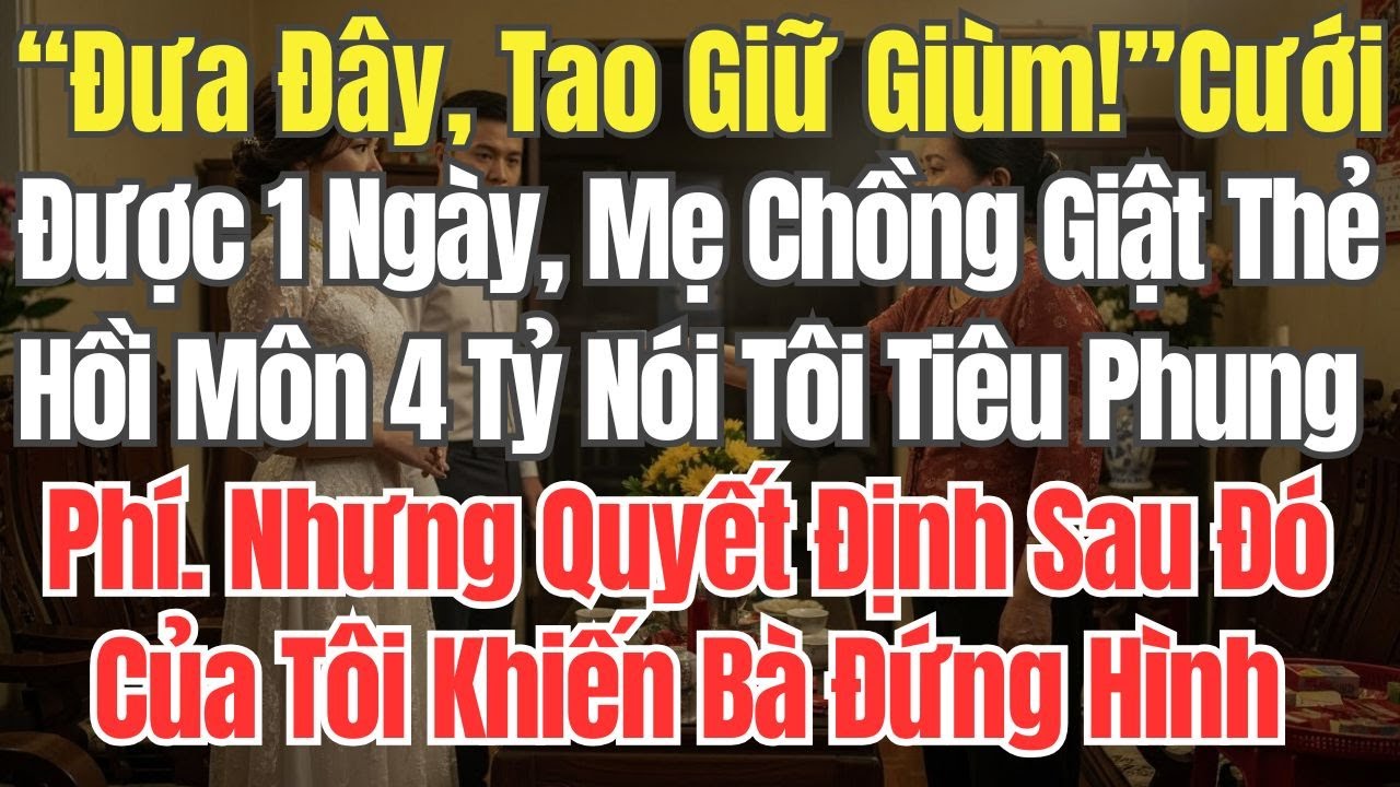 “Đưa Đây, Tao Giữ Giùm!” – Cưới Được 1 Ngày, Mẹ Chồng Giật Thẻ Hồi Môn 4 Tỷ Nói Tôi Tiêu Phí. Nhưng