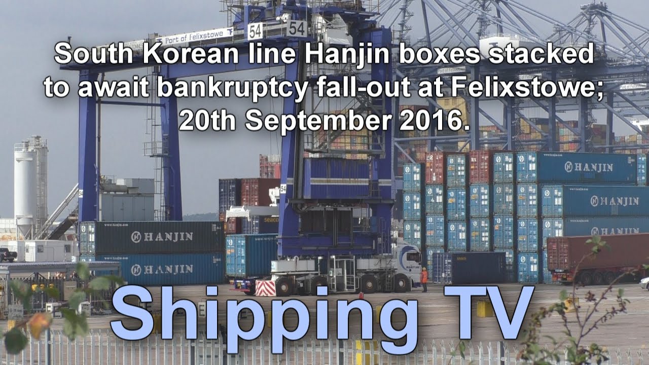 Hanjin boxes build great wall at Felixstowe, 20 September 2016 - YouTube