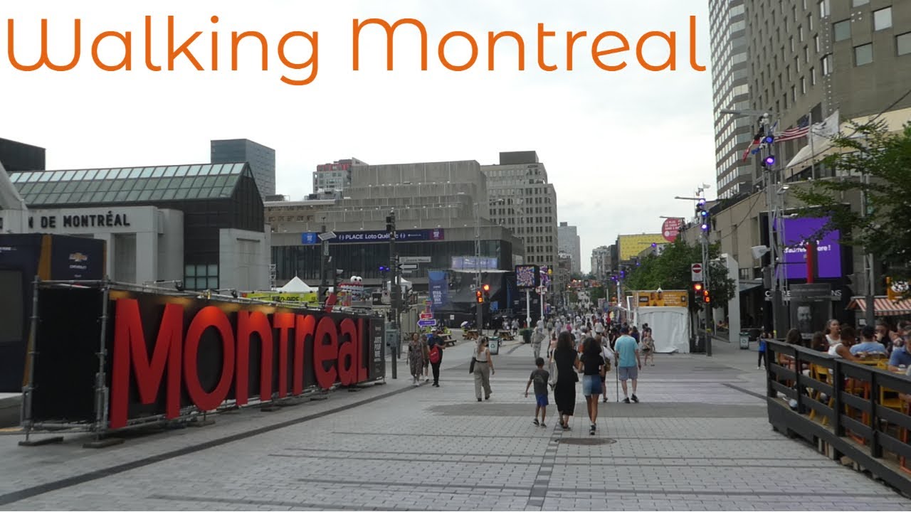 Walking the Famous Saint Catherine Street in Downtown Montreal Quebec ...