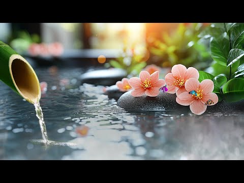 Peaceful Piano Sleep + Bamboo Water Fountain 🌊 Calming Music with Water Sounds to Ease Insomnia