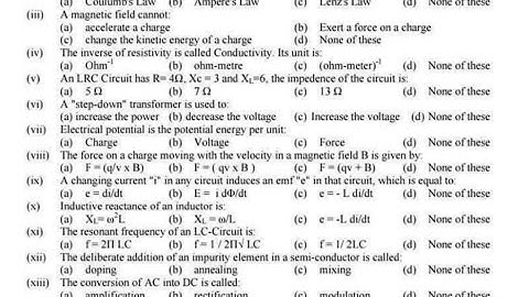 (CSS) PHYSICS PAST PAPERS SERIES ( PAPER-II, 2010)