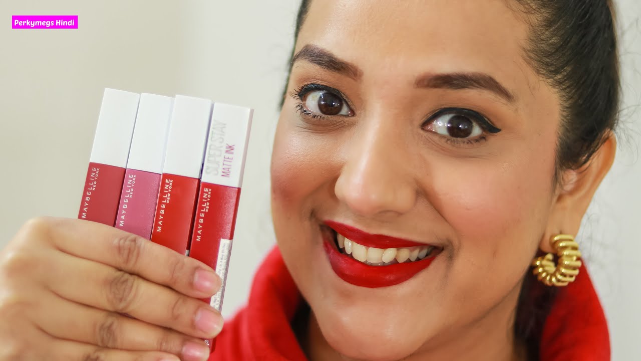Maybelline Superstay Matte Ink Lipstick Crash Test! | 6 Lip Swatches + Review | Perkymegs Hindi