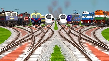 8 Trains Crossing At Bumpy ZigZag Curved Railroad Tracks Risky Railroad Tracks/ train simulator 2025