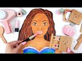 Asmr makeup with wooden cosmetics for little mermaid ariel 