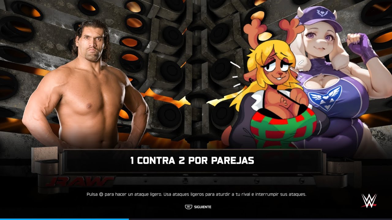 WWE 2K25 THE GREAT KHALI VS NOELLE AND TORIEL HANDICAP MATCH [RANDOM MATCH]