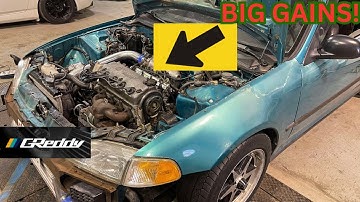 EG Honda Civic D16Z6 Greddy Turbo Kit Fix And Dyno Tuning SINGLE CAM !!!