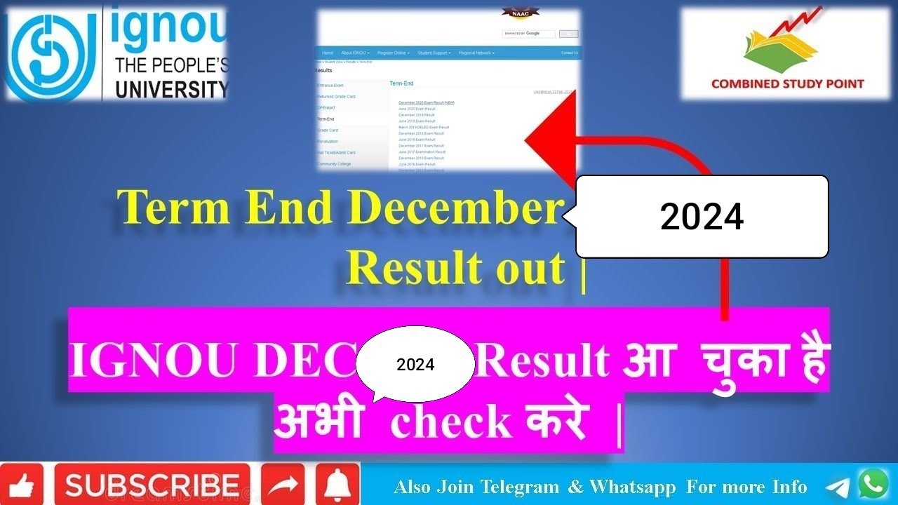 Ignou December term end exam results 2024 ! Ignou result update 2024 ...