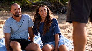Married couple vacations on a secluded beach, where they meet a mysterious stranger, and regret it