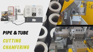 Hollow Pipe Round Bar Automatic Cutting Machine and Double End Chamfering Machine / SLS Machinery
