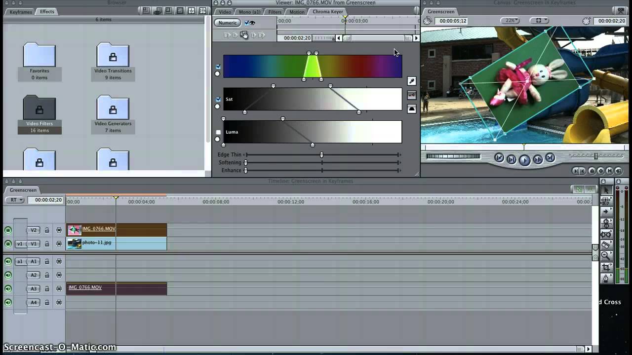 How to Use Chroma Key Filter With Green Screen in FCP7 ...