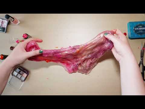 Most satisfying makeup slime mixing asmr - Mixing eyeshadow into clear slime