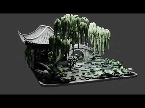 Tranquil Bamboo Retreat Miniature 3D Model
