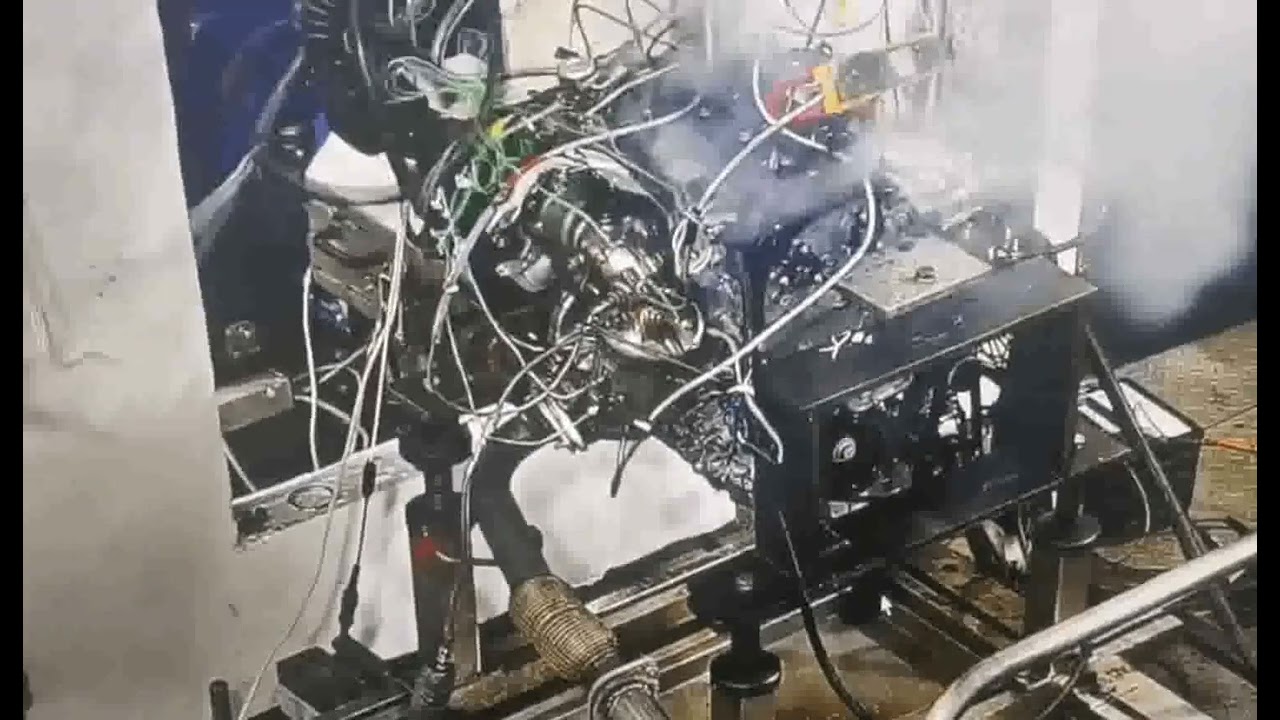 Hydrogen engine explosion in test cell