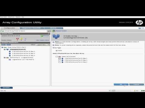 Create single volume in HP P222 Disk Array controller