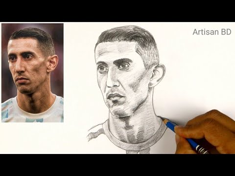 Drawing of Ángel Di María Easy Pencil Sketches  Di Maria from Argentina  Football  YouTube