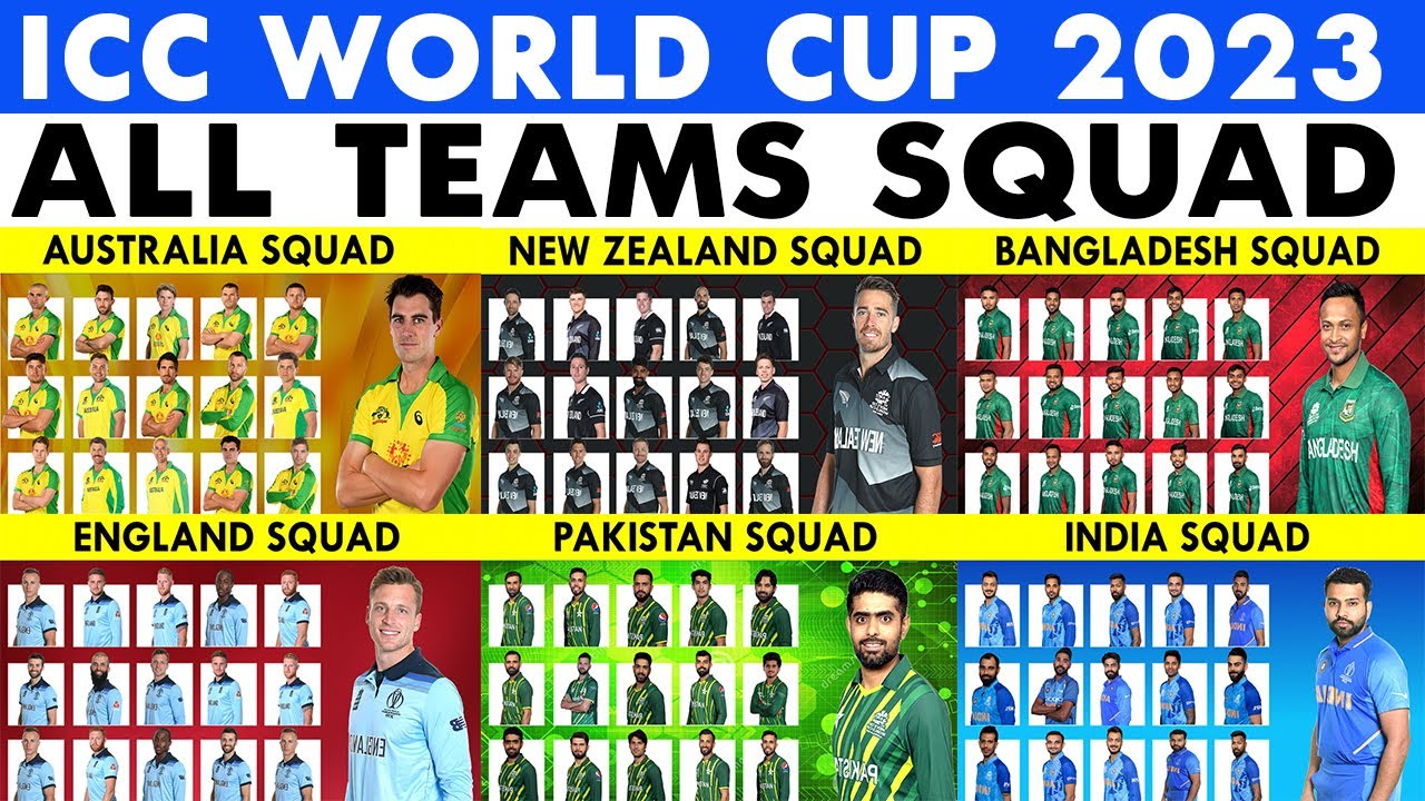 ICC World Cup 2023 All Teams Squad | World Cup 2023 All Team Squad ...