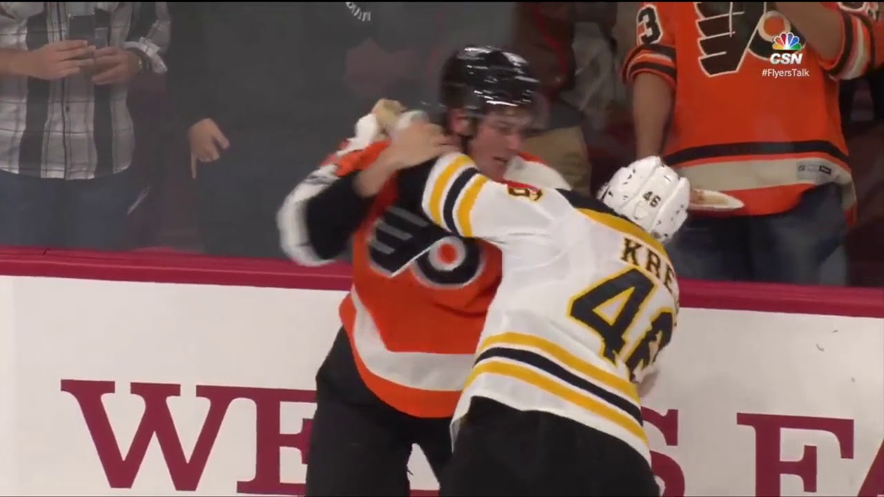 David Krejci fights Nolan Patrick 9/28/17