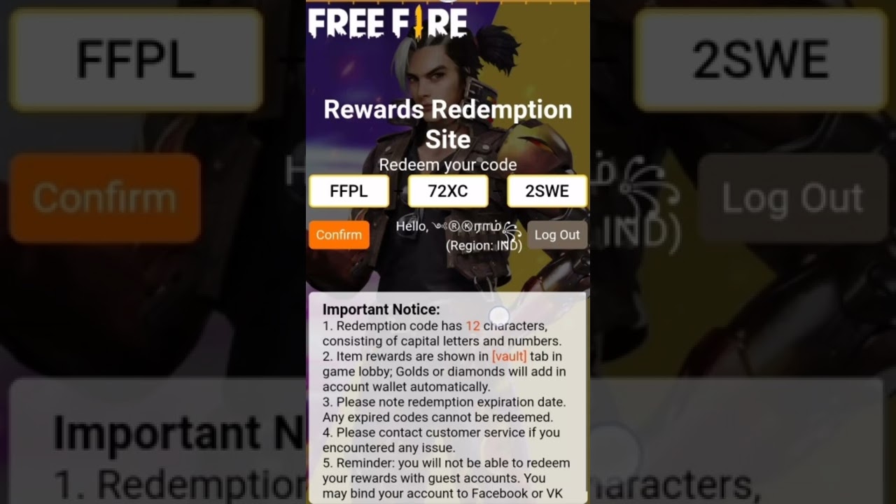 FFPL  free fire reward