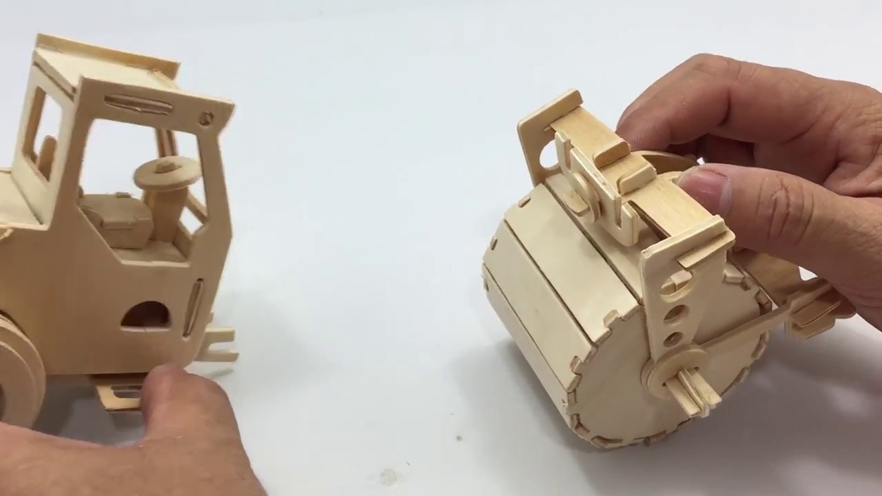 DIY Miniature Road Roller 3D Woodcraft Construction Kit YouTube