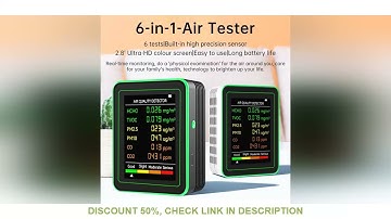 Air Quality Monitor 6-in-1 PM2.5, CO2, TVOC Monitor, Air Quality Detector, Formaldehyde Detector Mul