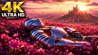 Knight Resting in Flower Field Live Wallpaper 4K.  #Knight #Fantasy #FlowerField #PurpleFlowers  screenshot 4