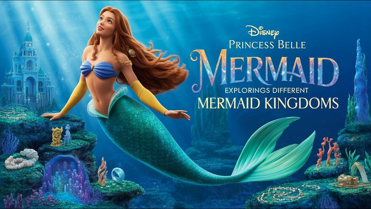 Disney Belle Mermaid Explore Different Mermaid Kingdom | Princess Belle Cartoon 