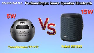 Robot RB120S vs Transformers TF-Y17 - Sound Battle - Perbandingan Suara Speaker Bluetooth Bass Murah