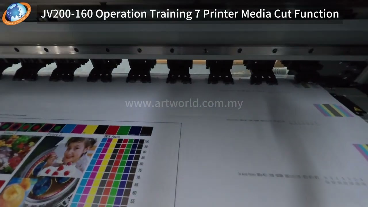 JV200 160 Operation Training 7 Printer Media Cut Function