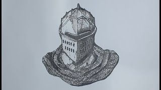 How to Draw the Elite Knight Helm / Pen and Ink Technique