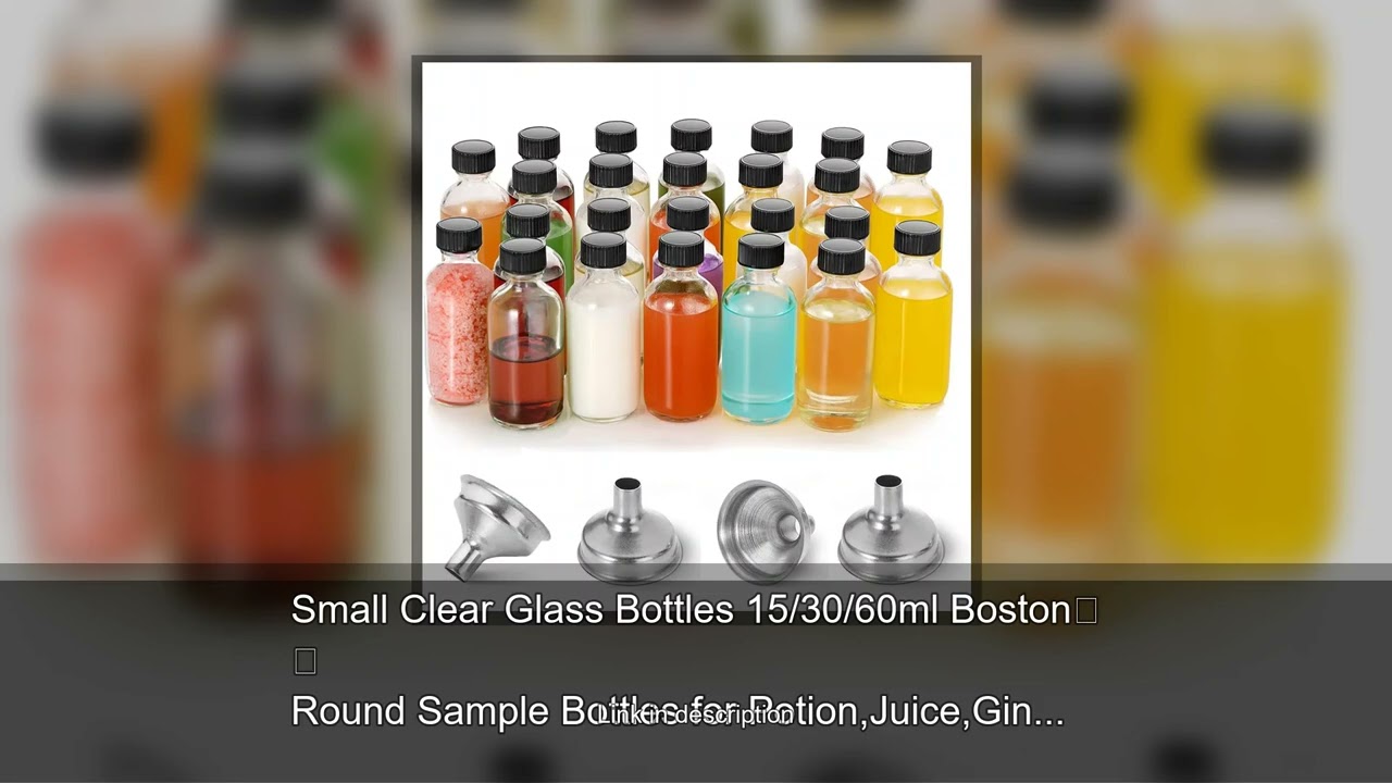 Small Clear Glass Bottles 15/30/60ml Boston Round Sample Bottles for Potion,Juice,Ginger Shots,