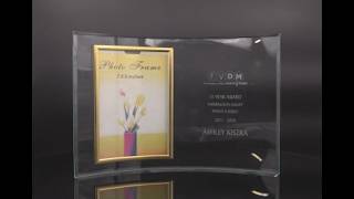 Vertical Glass Crescent Picture Frame GL315BC with Free Engraving