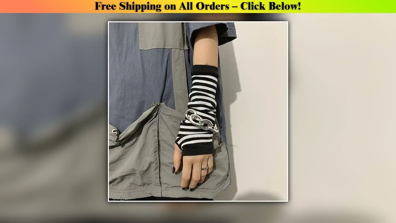 Black Punk Long Fingerless Gloves Cuff for Women Men Outdoor Hip-hop Glove Elbow Mittens Cool