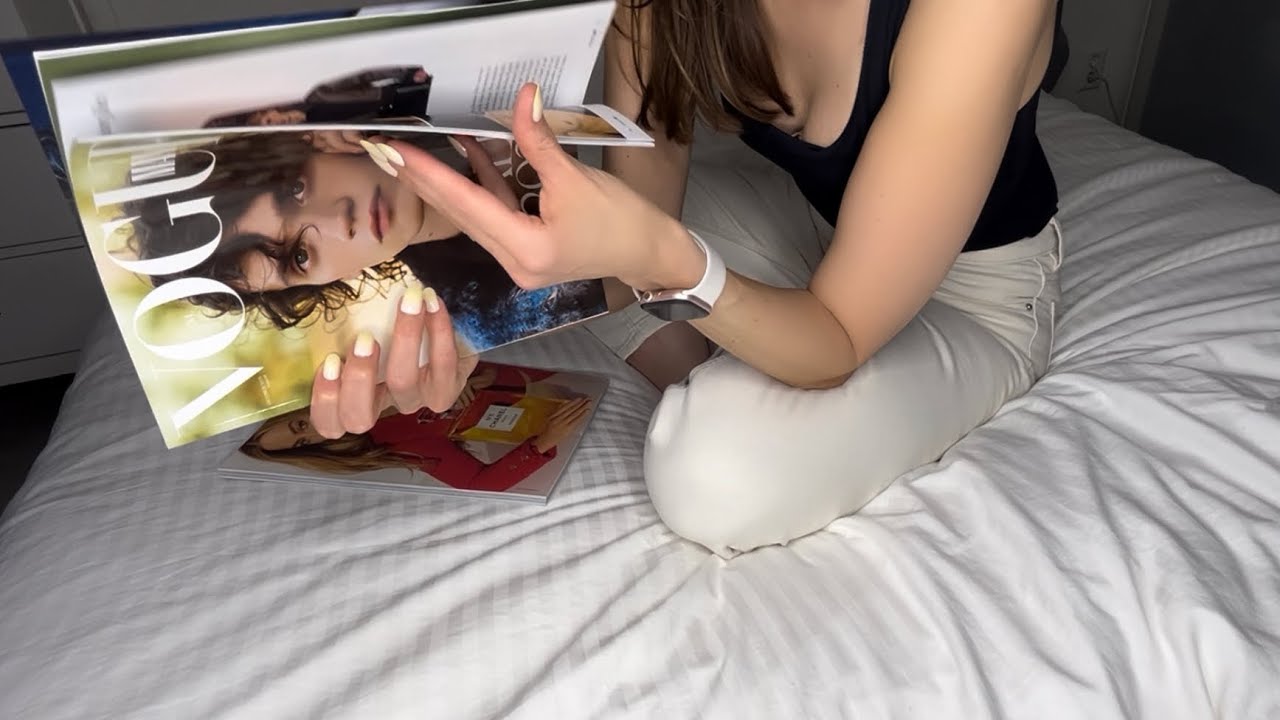 ASMR Page Turning, Flipping Paper, Tapping, Tracing, Whispering, Vogue Magazine